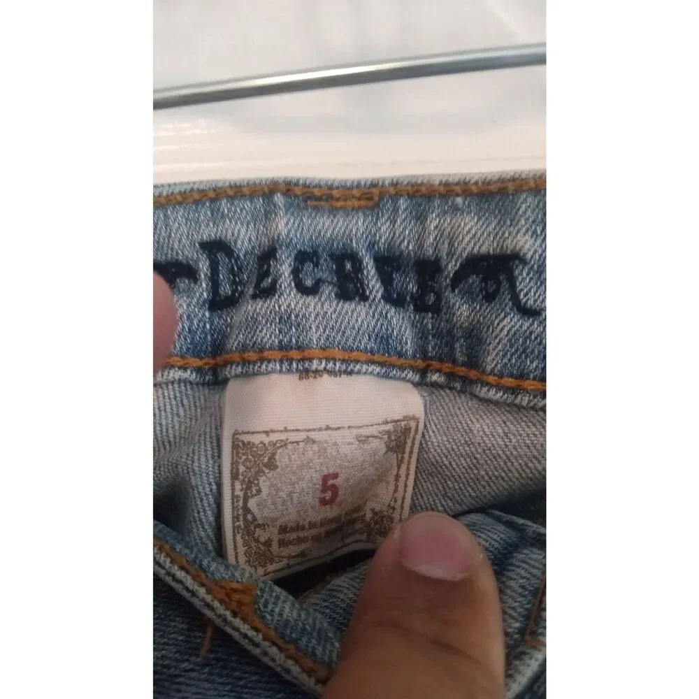 Decree Y2K Light Wash Ripped Denim Bermuda Shorts - Long Length - Women's 5